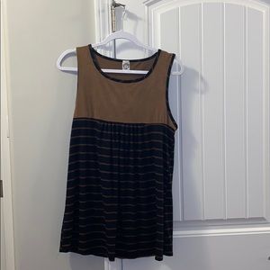 Suede Black and Brown Striped cute Tank Top
